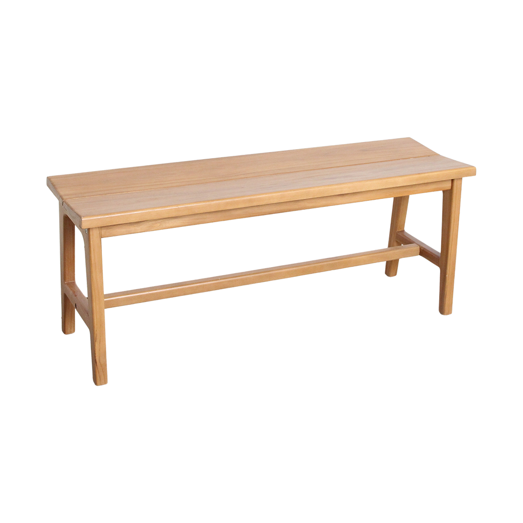 Banc en teck élégant beige intérieur extérieur – 120x35 cm