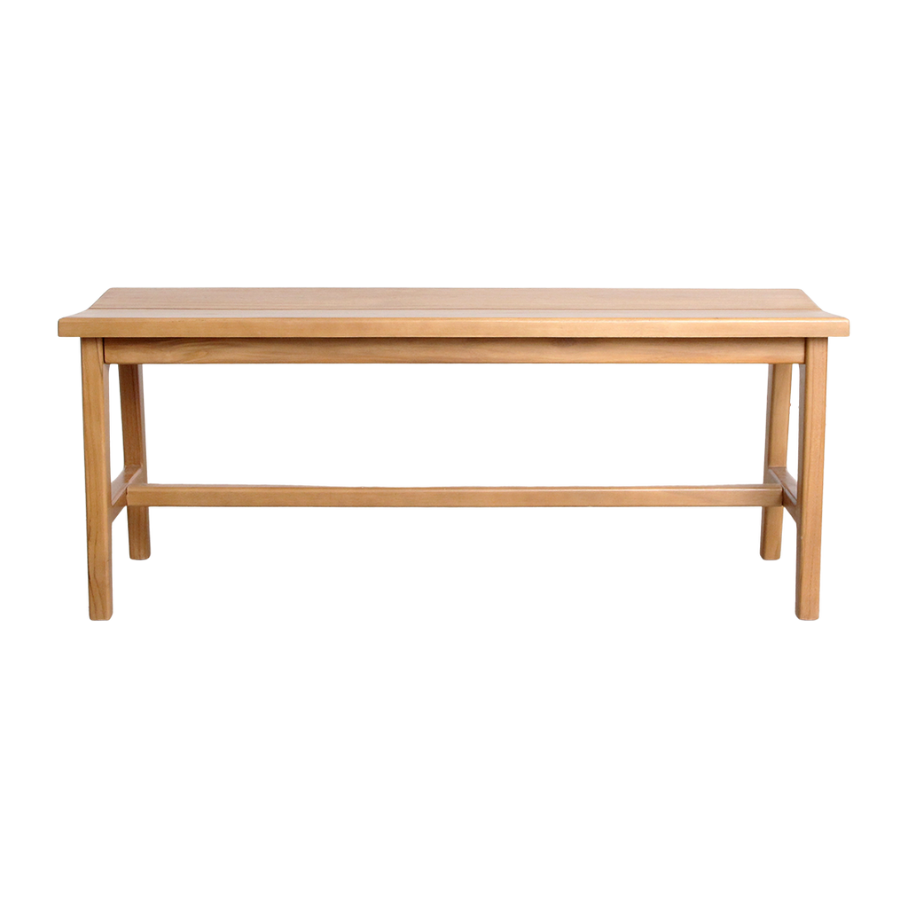 Banc en teck élégant beige intérieur extérieur – 120x35 cm