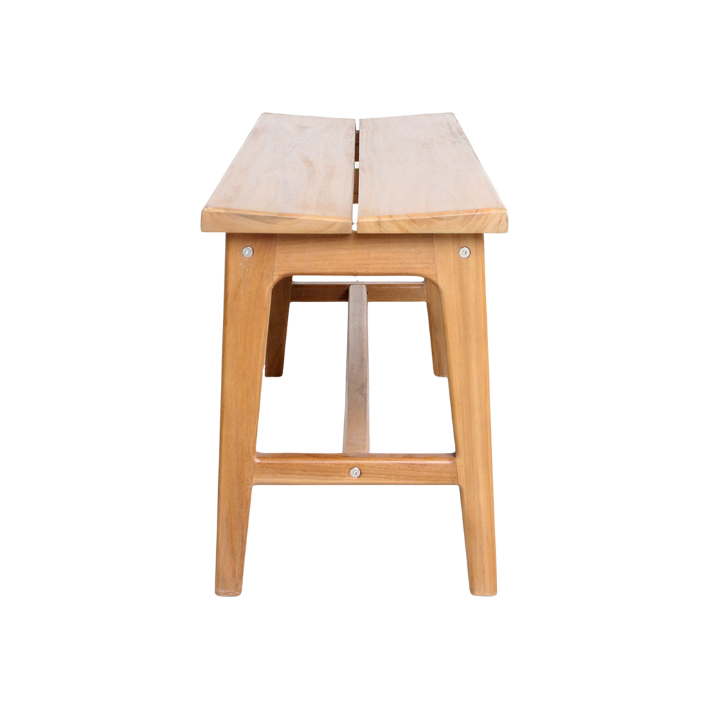 Banc en teck élégant beige intérieur extérieur – 120x35 cm