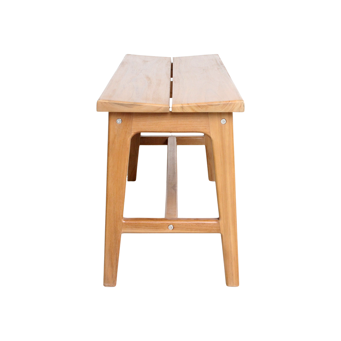 Banc en teck élégant beige intérieur extérieur – 120x35 cm