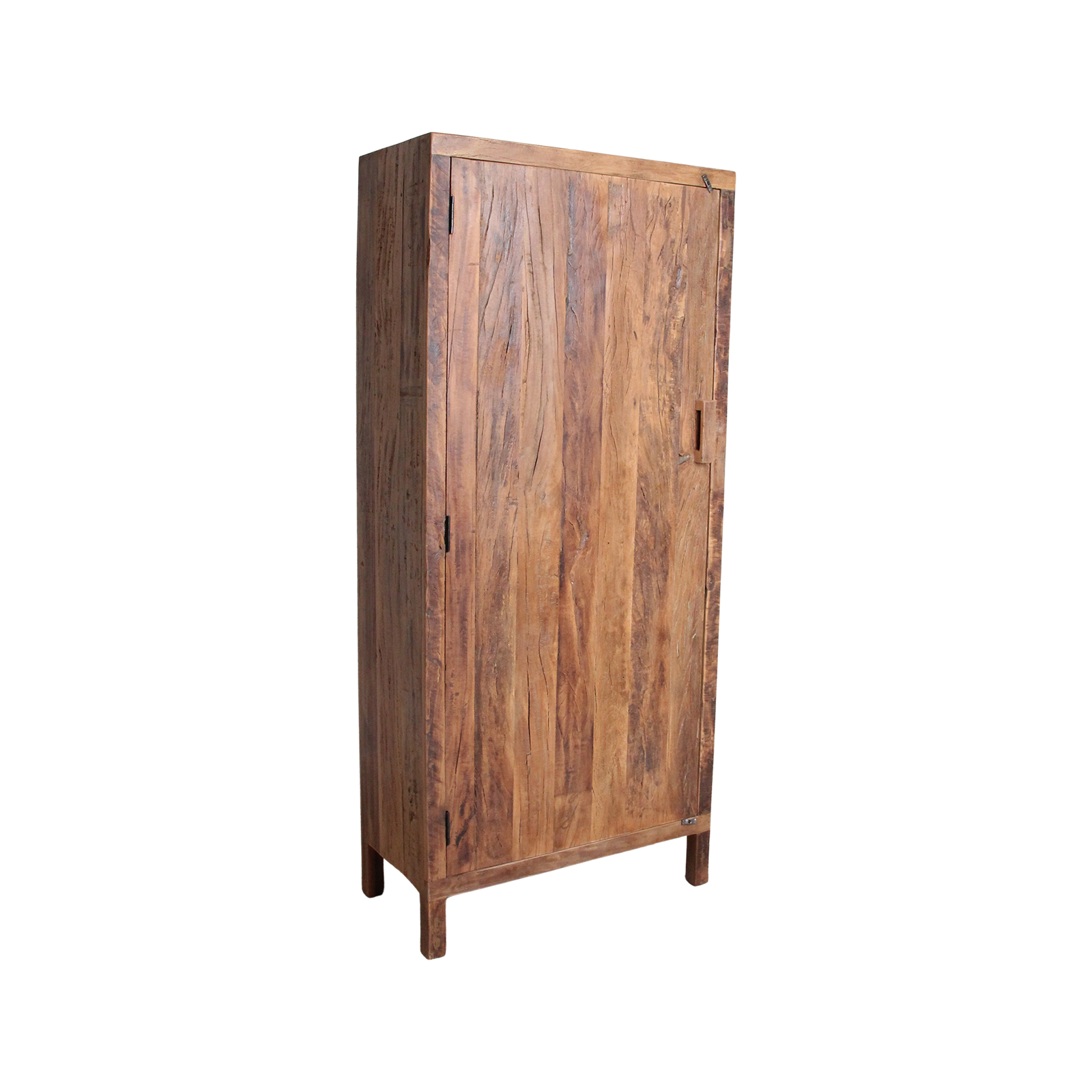 Armoire haute 1 porte en bois recyclé brun naturel – 80x40 cm