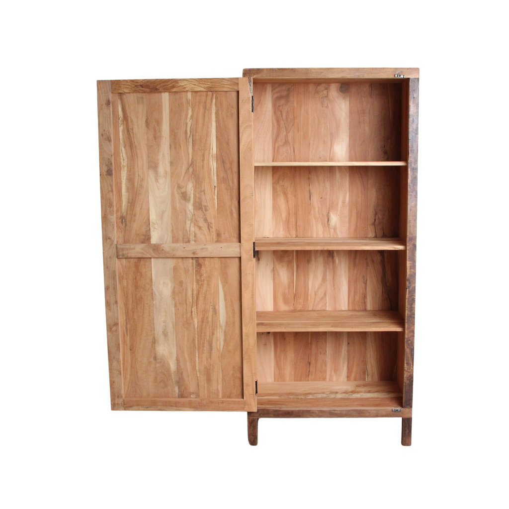 Armoire haute 1 porte en bois recyclé brun naturel – 80x40 cm