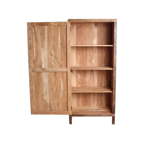 Armoire haute 1 porte en bois recyclé brun naturel – 80x40 cm