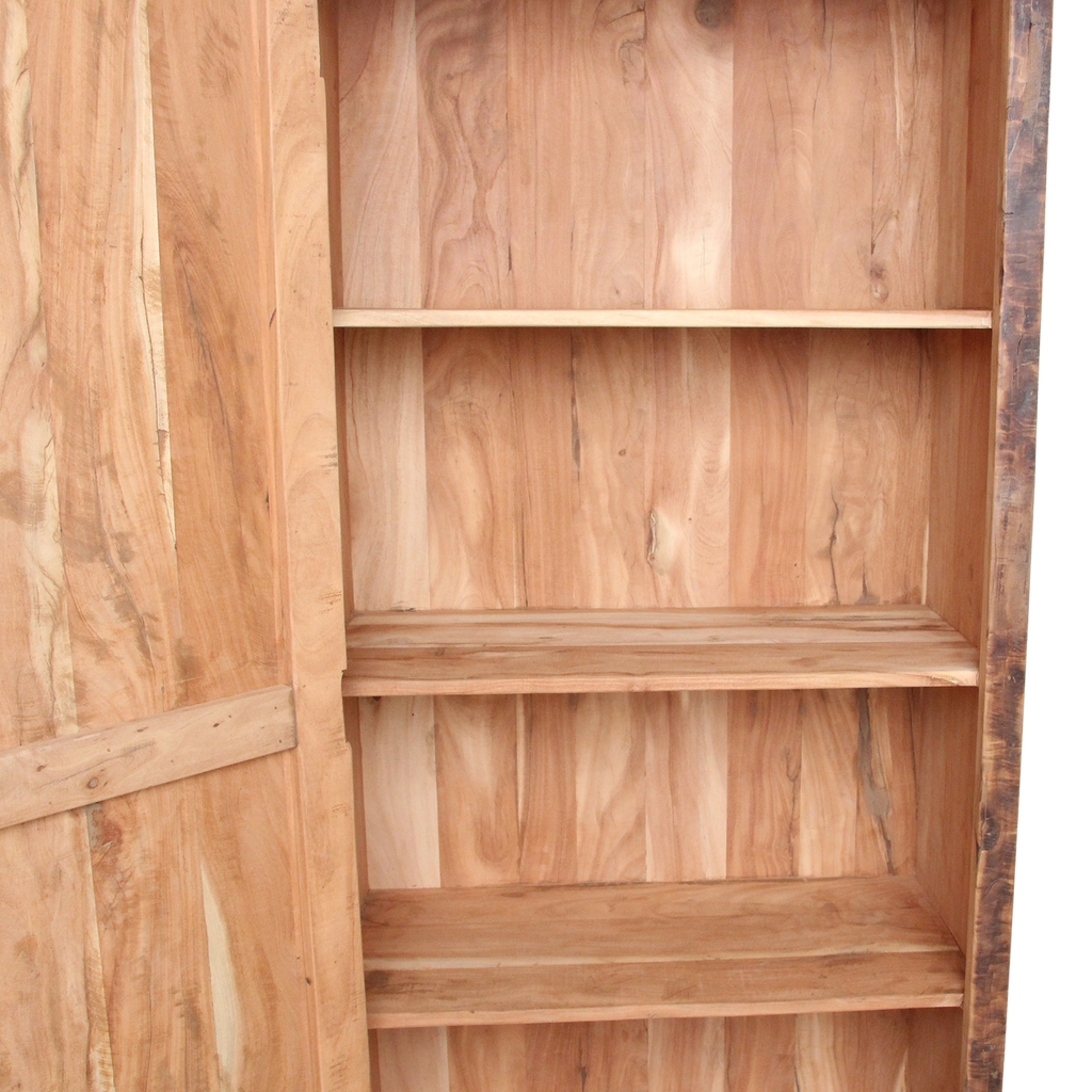 Armoire haute 1 porte en bois recyclé brun naturel – 80x40 cm