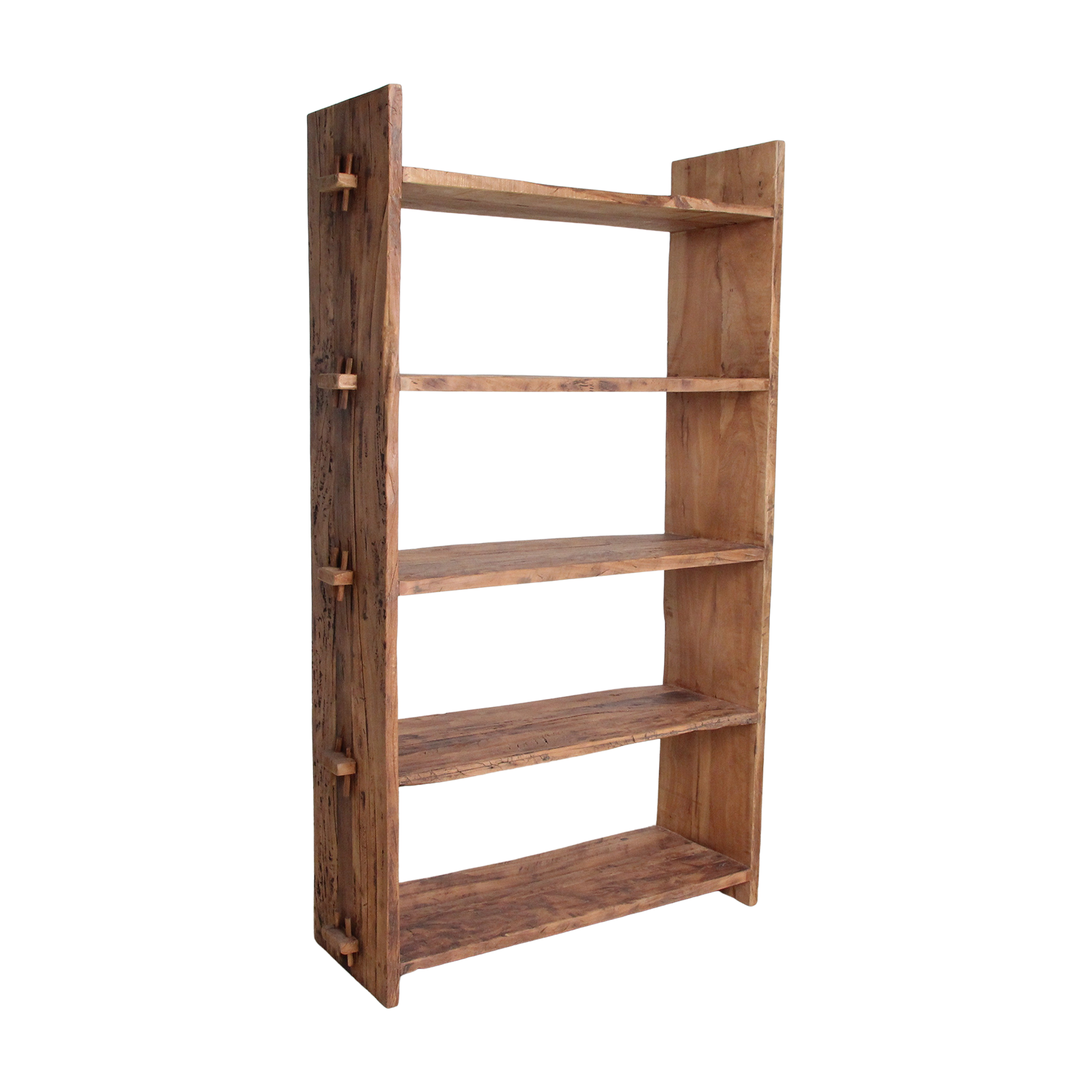 Étagère en bois recyclé marron à montants épais – 100x37 cm