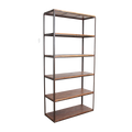 Étagère haute en bois recyclé et métal noir ouverte – 100x38 cm