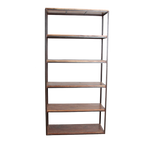Étagère haute en bois recyclé et métal noir ouverte – 100x38 cm