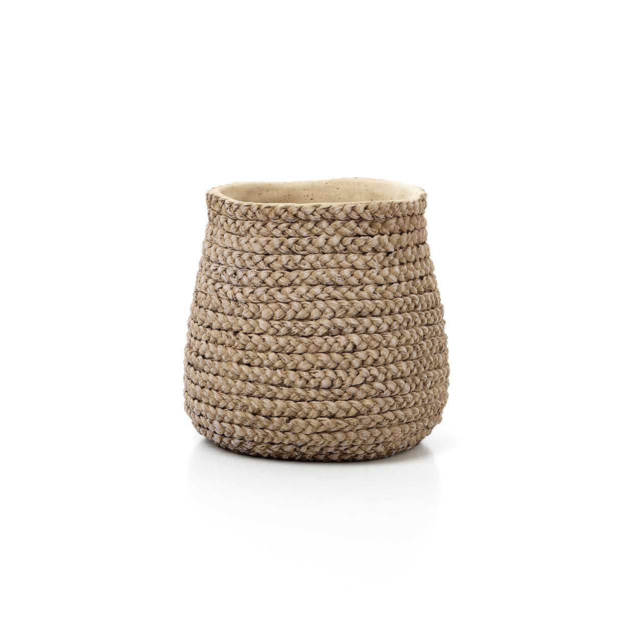 Cache-pot en béton tressé beige pour plantes – 26x25 cm