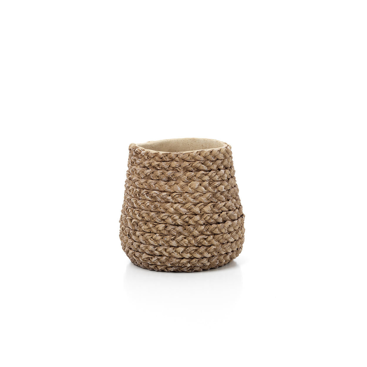 Cache-pot conique fibre naturelle tressée pour plantes petites
