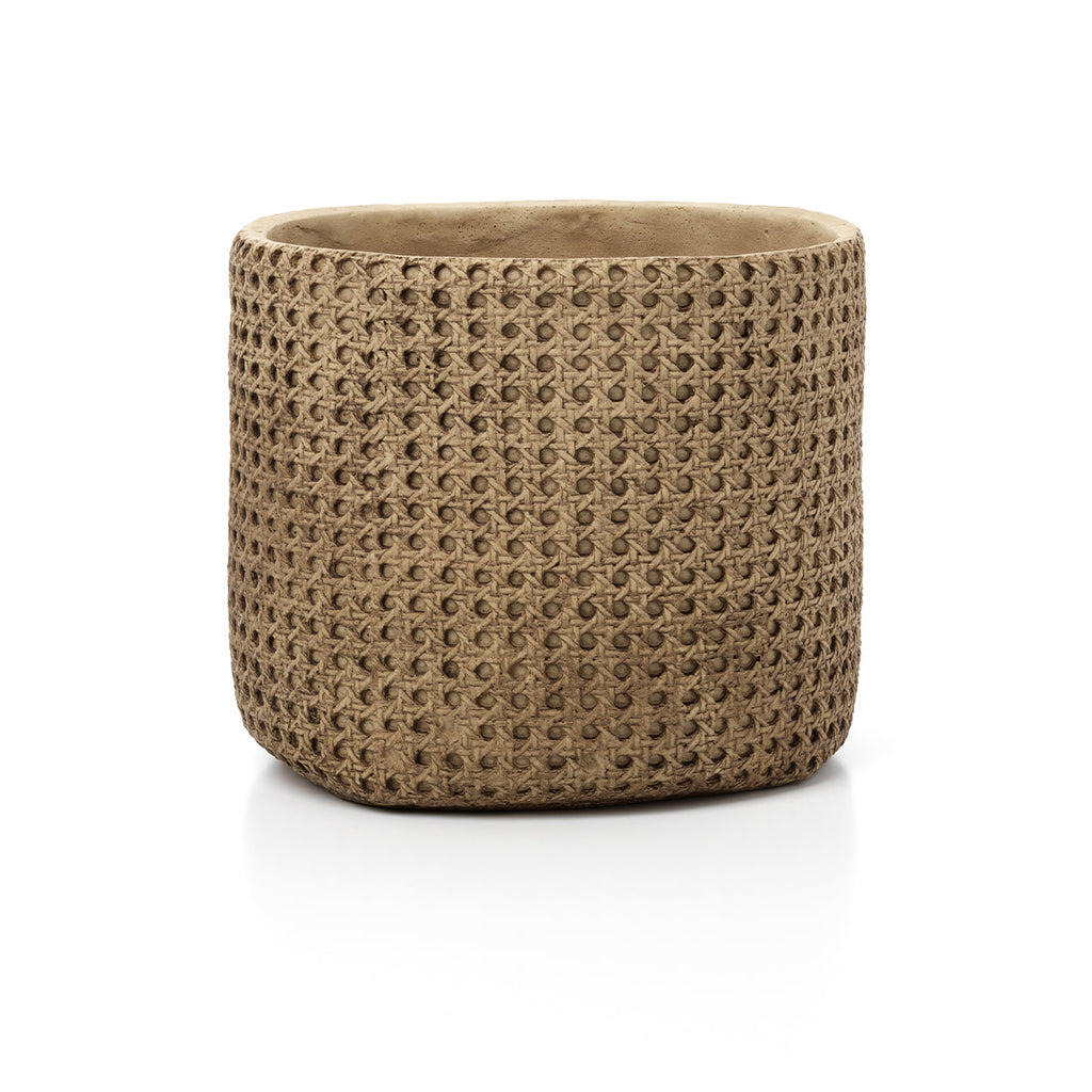 Cache-pot tressé béton beige pour plantes grandes tailles – Ø26 cm
