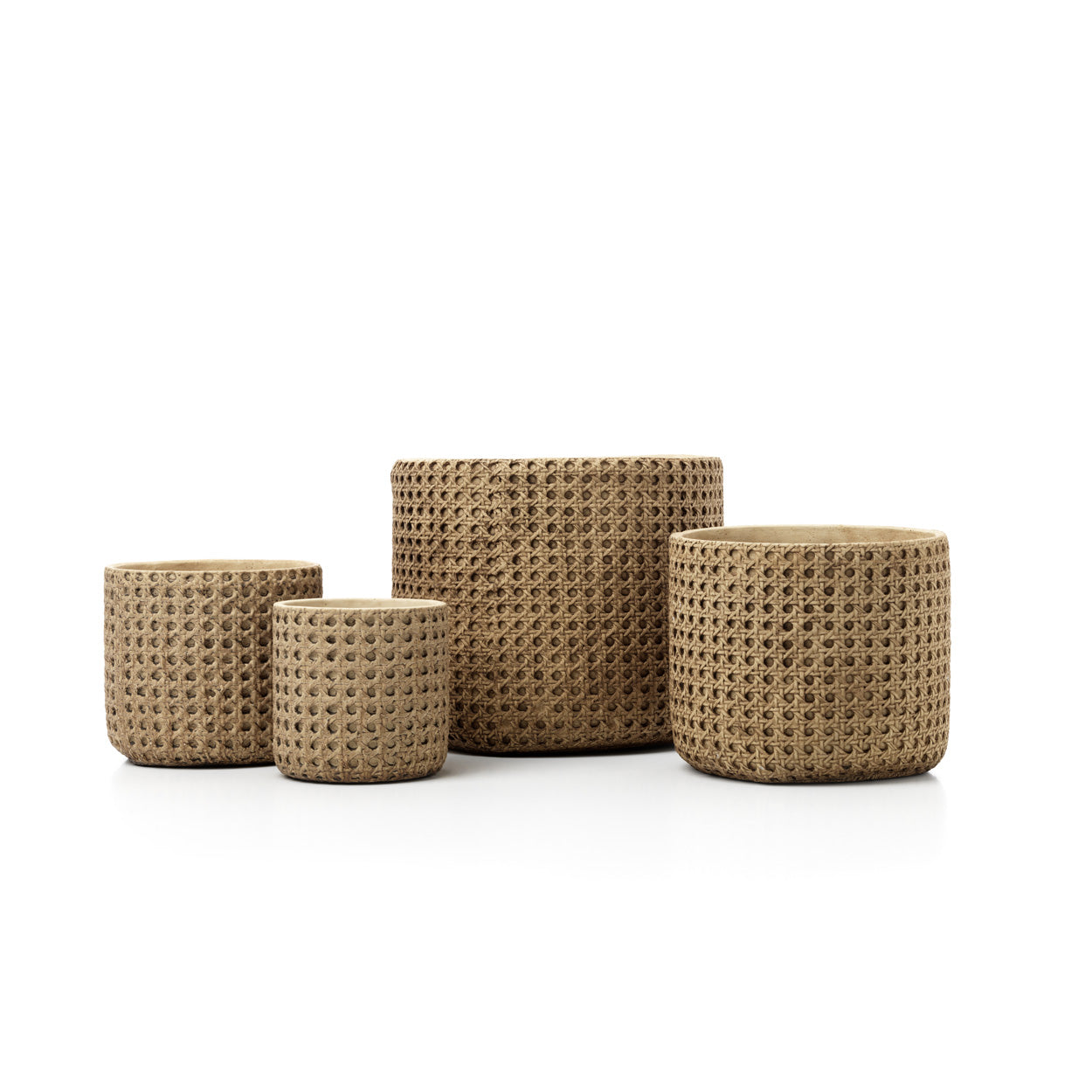 Cache-pot tressé béton beige pour plantes grandes tailles – Ø26 cm
