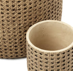 Cache-pot tressé béton beige pour plantes grandes tailles – Ø26 cm