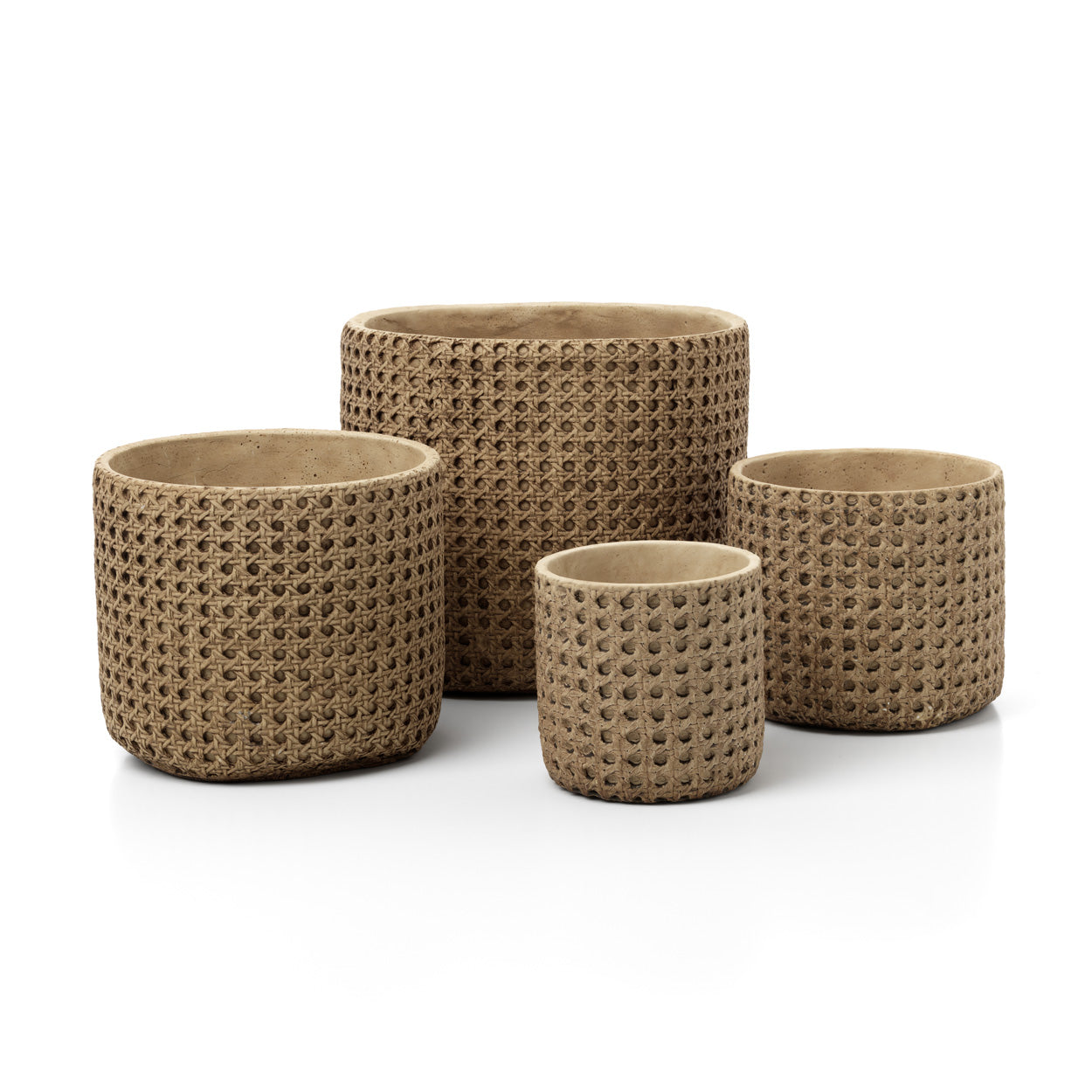 Cache-pot tressé béton beige pour plantes grandes tailles – Ø26 cm