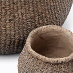 Cache-pot artisan marron en ciment pour plantes indoor