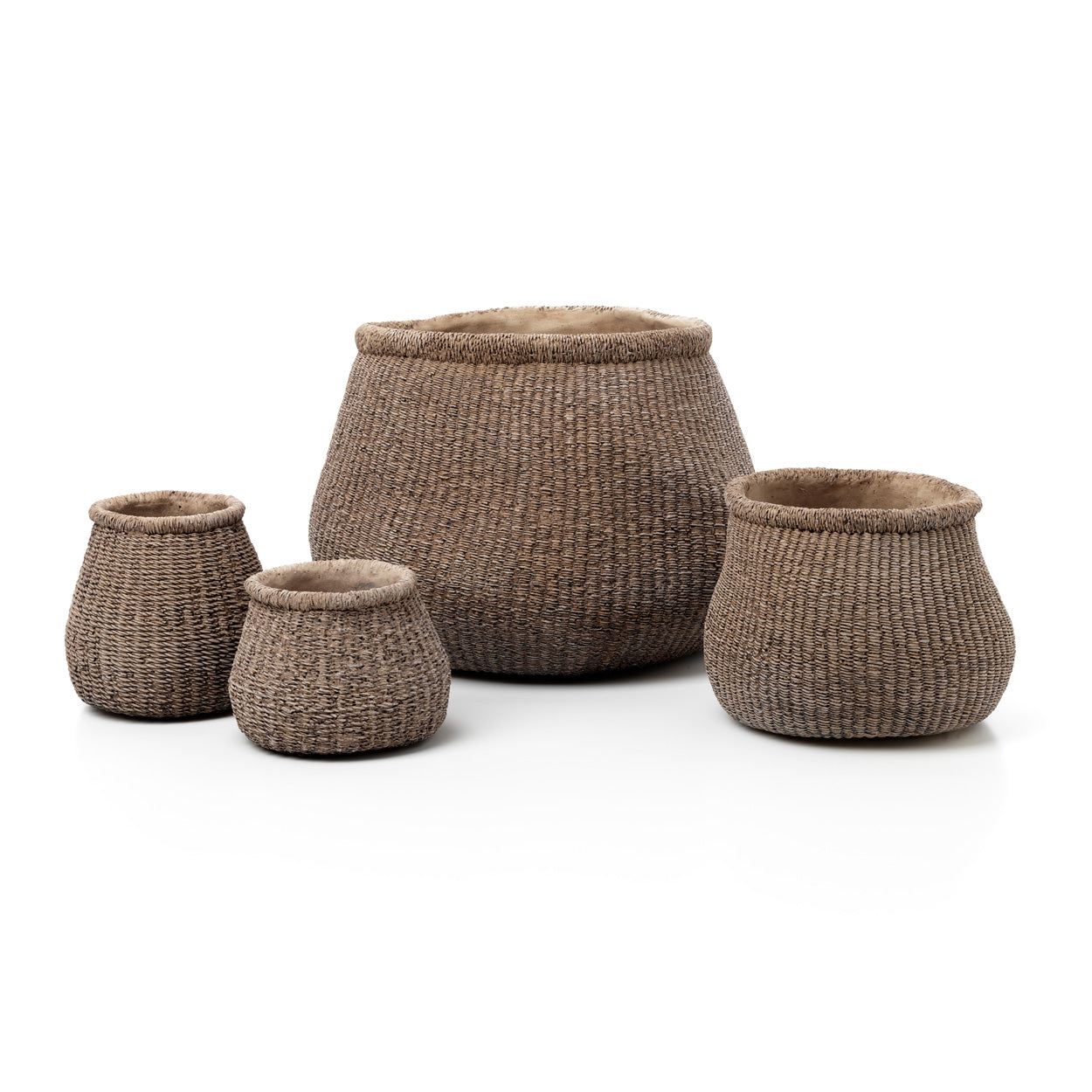 Cache-pot artisan marron en ciment pour plantes indoor