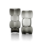 Vase décoratif en verre fumé forme totem gris foncé – H30 cm