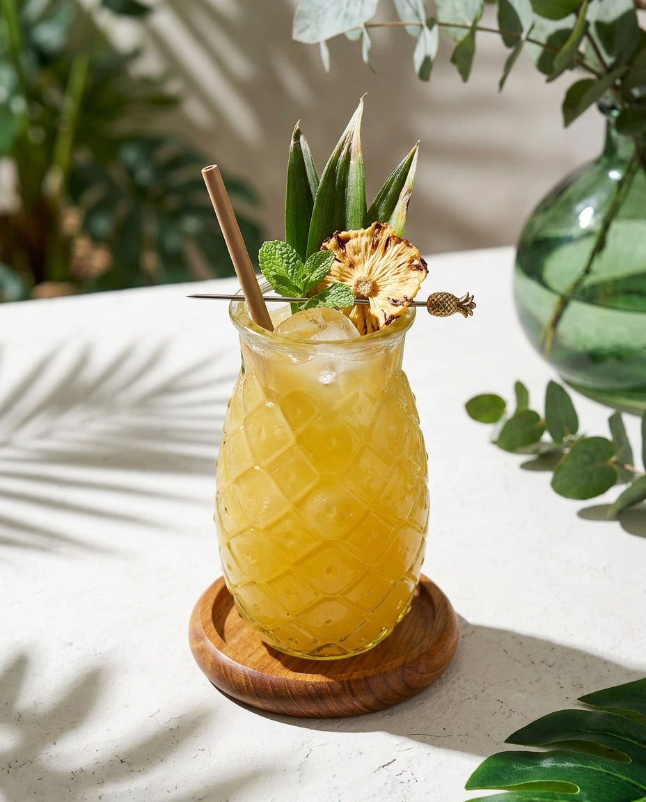 Verre à ananas en verre recyclé – Bleu profond – H15 cm