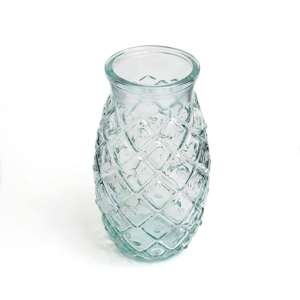 Verre à ananas en verre recyclé – Bleu profond – H15 cm