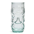 Verre tiki sculpté en verre recyclé transparent bleu