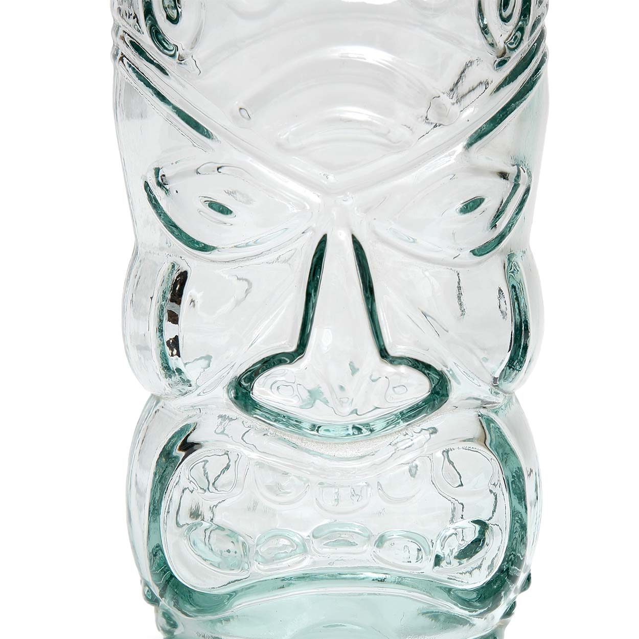 Verre tiki sculpté en verre recyclé transparent bleu