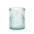 Verre facetté en verre recyclé bleu à base texturée