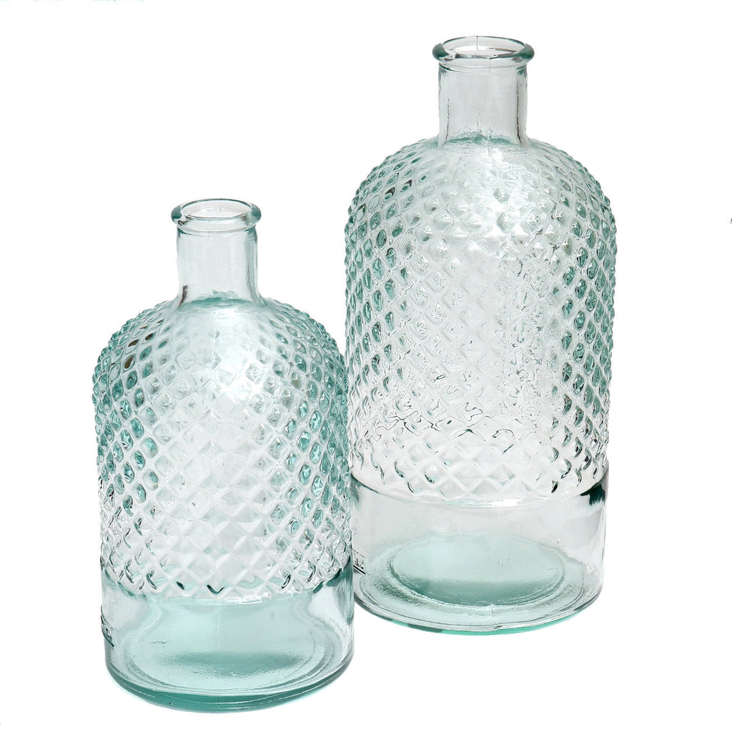 Vase en verre recyclé bleu 28 cm
