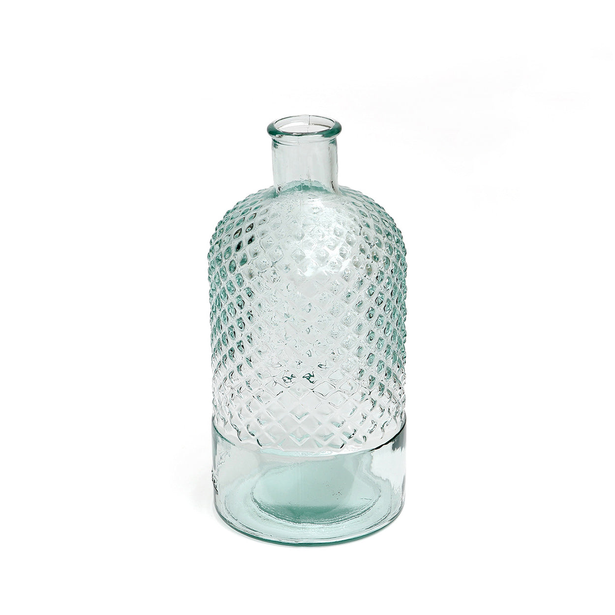 Vase décoratif en verre recyclé motif losange – H22 cm