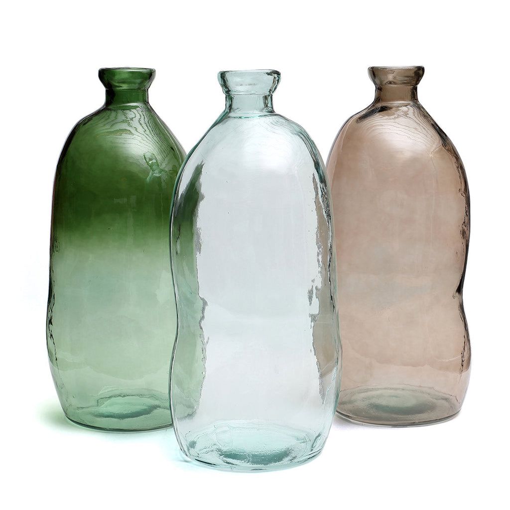 Vase en verre transparent gris silhouette ondulée – H73 cm