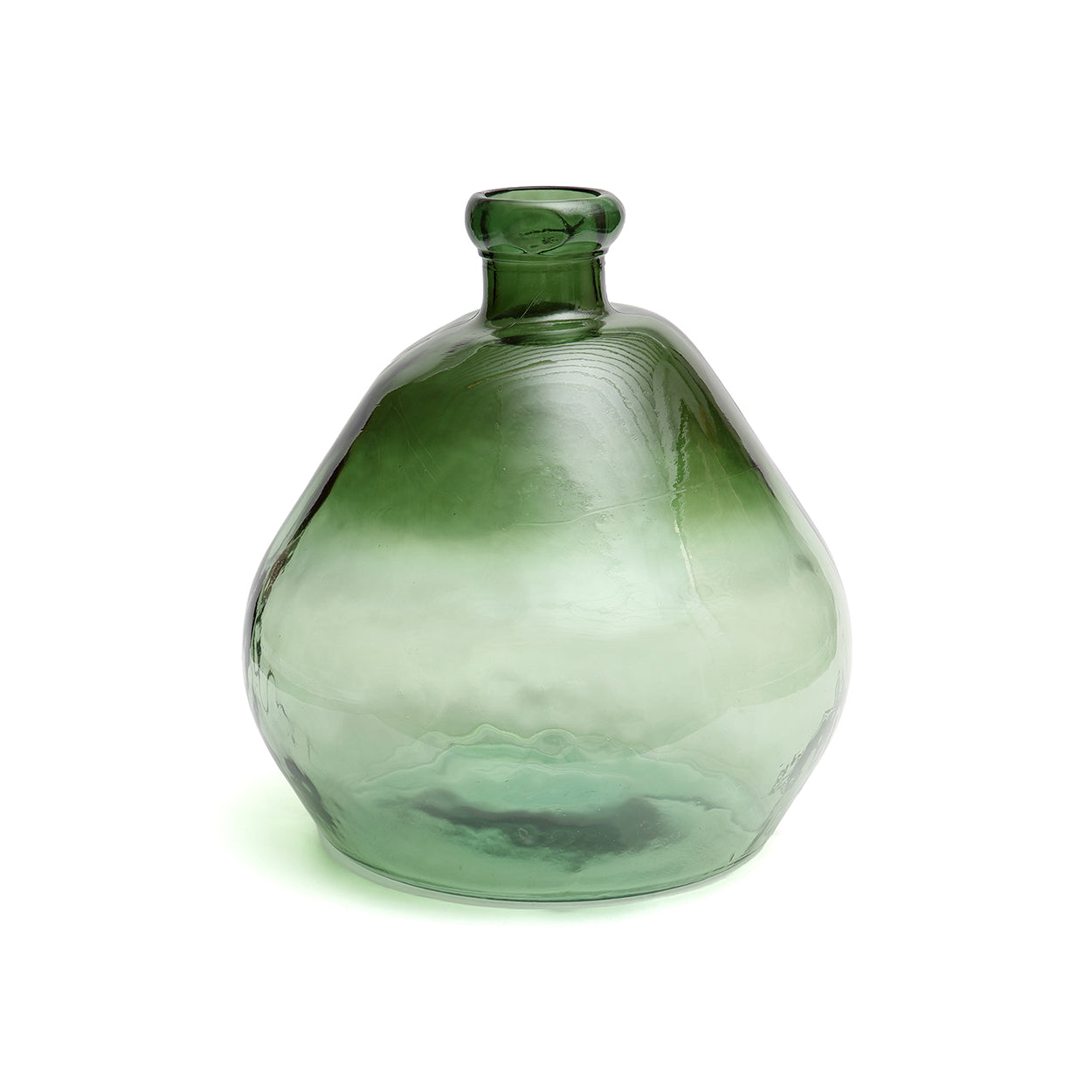 Vase bouteille en verre recyclé vert texturé – H50 cm