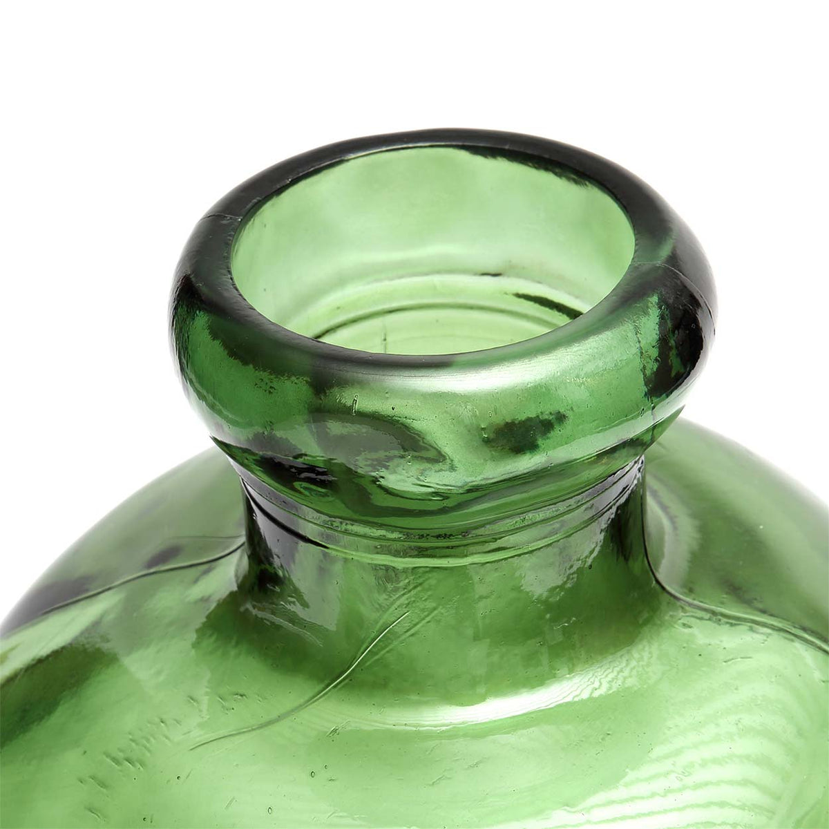 Vase bouteille en verre recyclé vert texturé – H50 cm