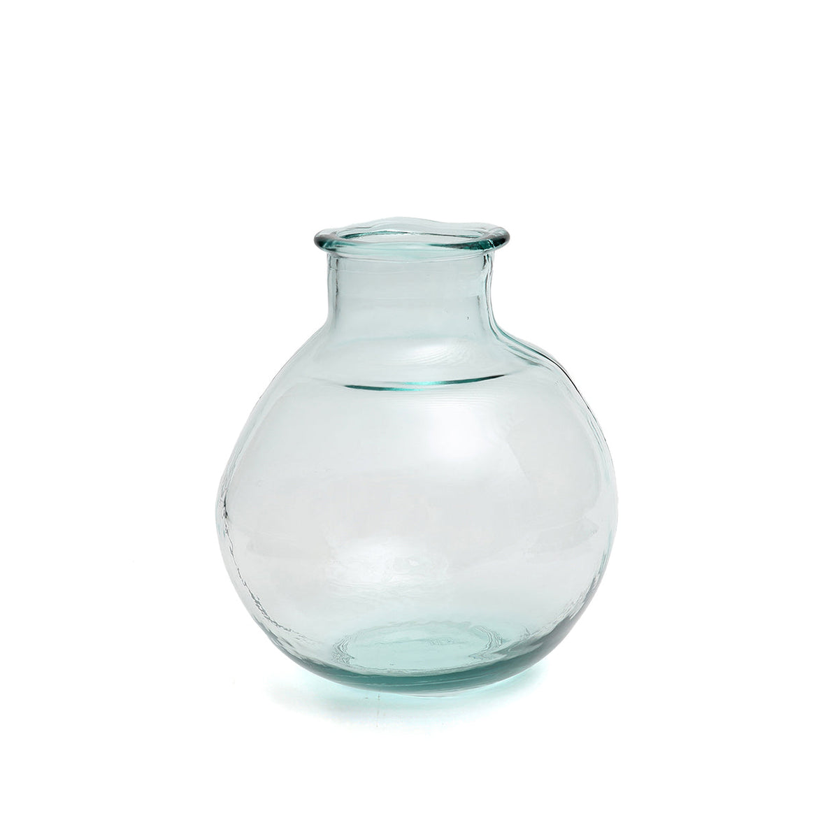 Vase bulle en verre recyclé transparent bleu – H31 cm