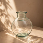 Vase bulle en verre recyclé transparent bleu – H31 cm