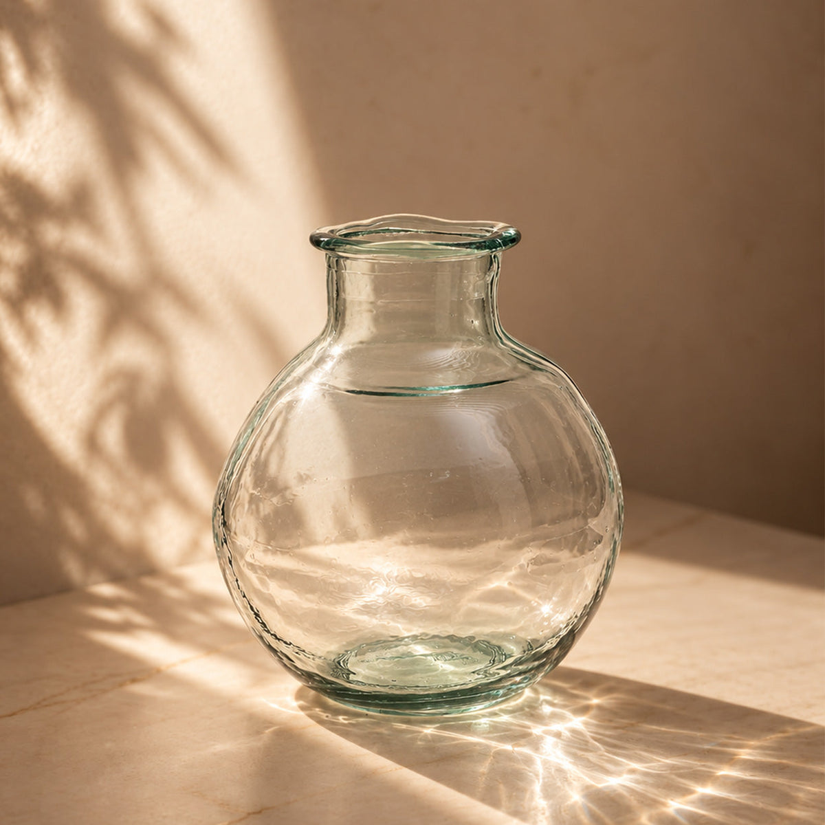 Vase bulle en verre recyclé transparent bleu – H31 cm
