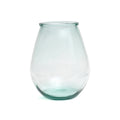 Vase en verre recyclé transparent arrondi moderne bleu – H35 cm