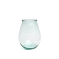 Vase ovale en verre recyclé transparent bleu – H23 cm