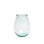 Vase ovale en verre recyclé transparent bleu – H23 cm
