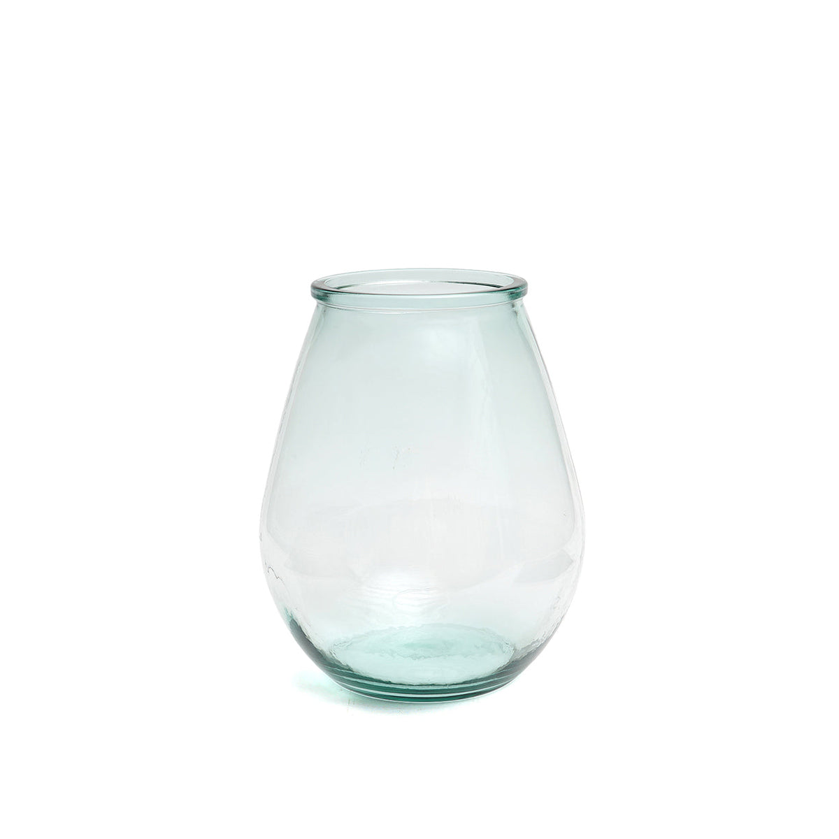 Vase ovale en verre recyclé transparent bleu – H23 cm
