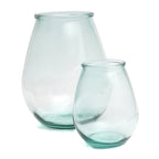 Vase ovale en verre recyclé transparent bleu – H23 cm