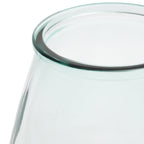 Vase ovale en verre recyclé transparent bleu – H23 cm