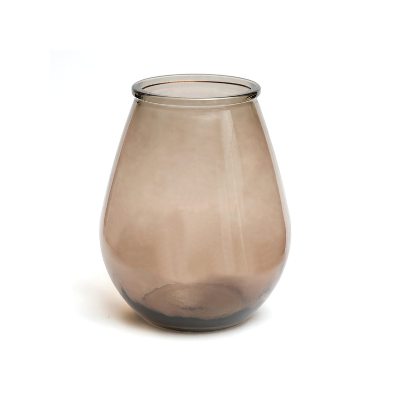 Vase en verre recyclé marron translucide forme ovale – H35,5 cm