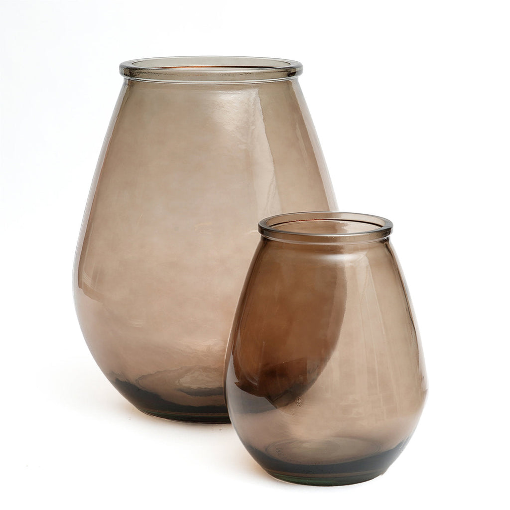 Vase en verre recyclé marron translucide forme ovale – H35,5 cm