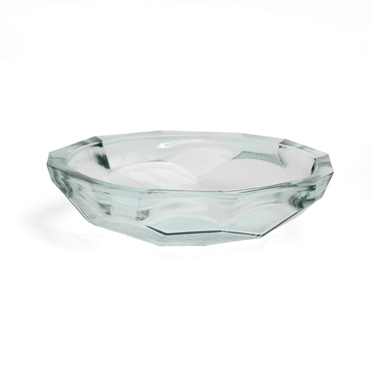 Bol décoratif en verre transparent origami bleu oval