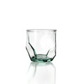 Verre à eau design origami en verre recyclé bleu – Ø9 cm