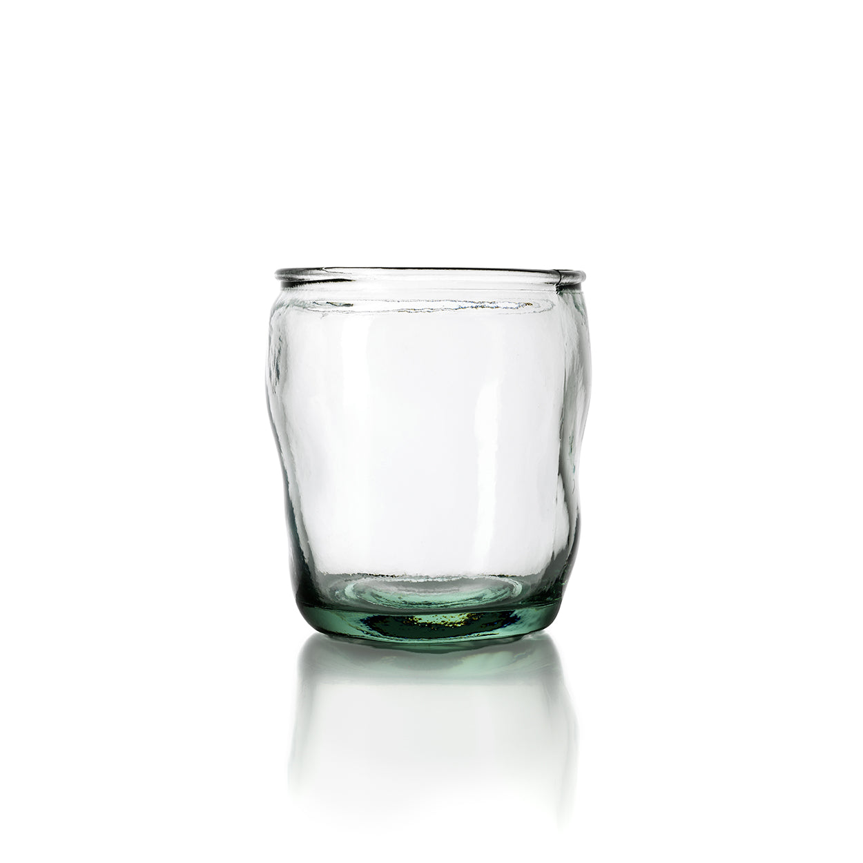 Verre cylindrique bleu en verre recyclé – H10,5 cm