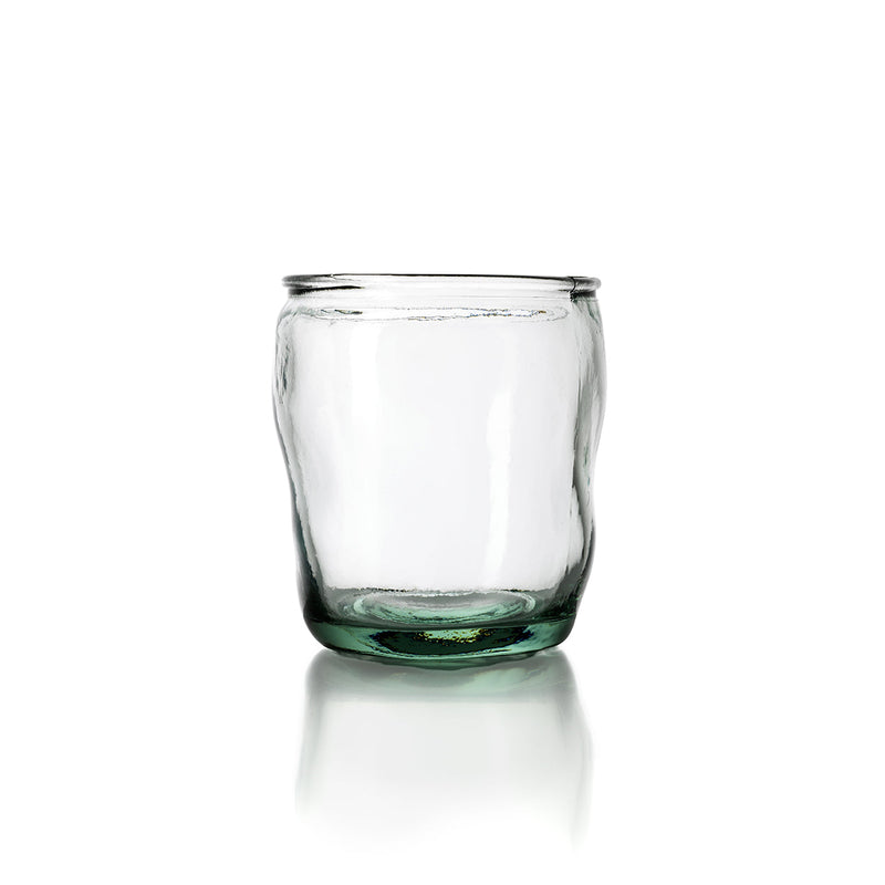Verre cylindrique bleu en verre recyclé – H10,5 cm