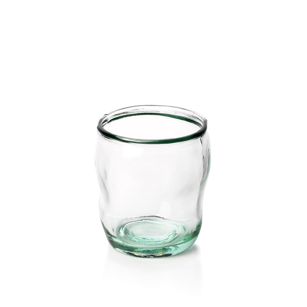 Verre cylindrique bleu en verre recyclé – H10,5 cm
