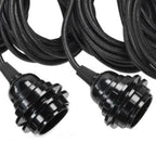 Suspension luminaire noire à 5 douilles avec câbles gainés – 350 cm