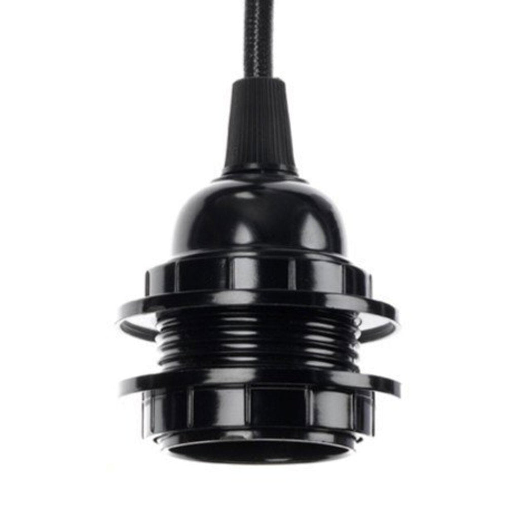 Douille de suspension noire avec câble tissé et interrupteur – 450 cm