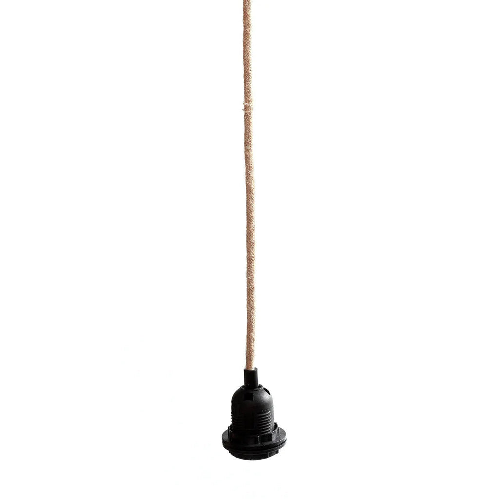Câble suspension en métal noir et cordon en jute naturel