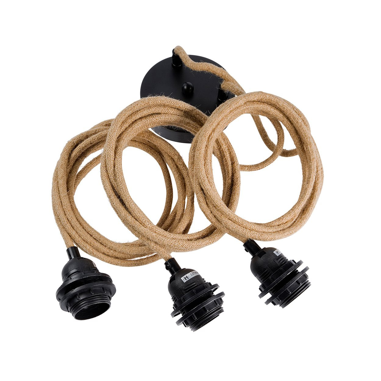 Câble pour suspension tressé en coton 3 douilles – 250 cm